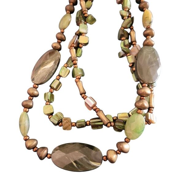 Chic Beaded Necklace and Bracelet Set - Green and Gold - Picture 6 of 6
